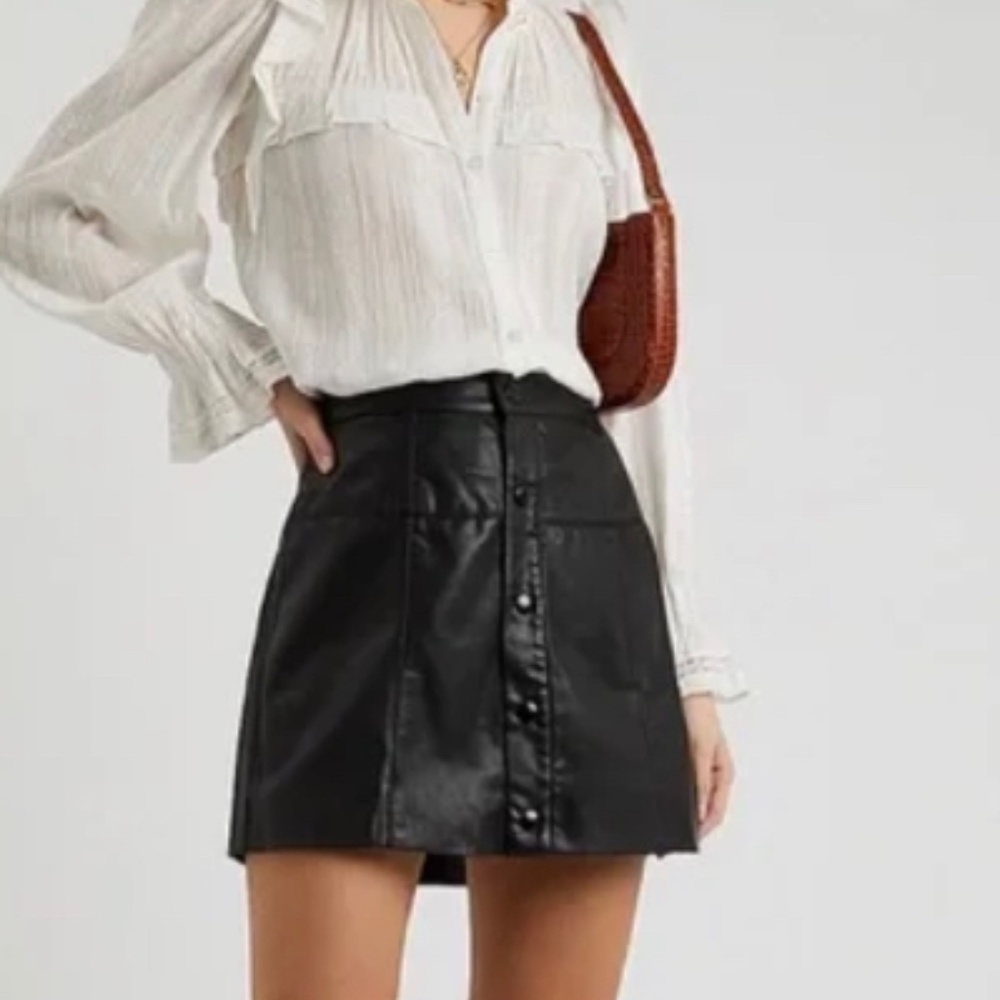 Free People Maisie Vegan Mini Skirt in Black